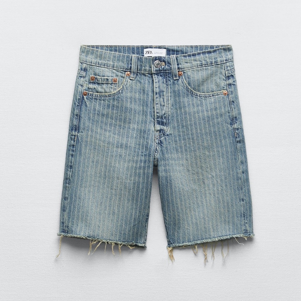 Zara denim striped shorts
